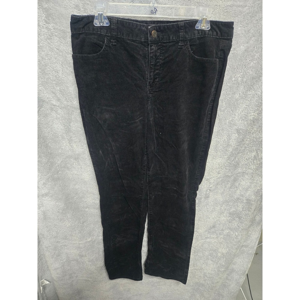 Talbots Petites Black Corduroy Pants Straight Leg Cotton Stretch Size 12P